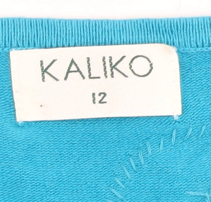 Kaliko Women's Blue V-Neck Short Sleeve Jumper Size 12