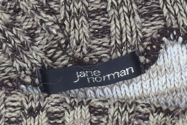 Jane Norman Women's Beige Cowl Neck Jumper Size 14