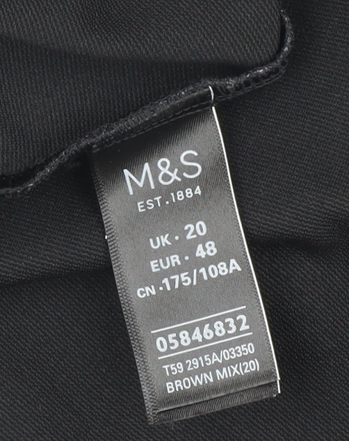 Marks and Spencer Women's Brown Check Blouse, Size 20