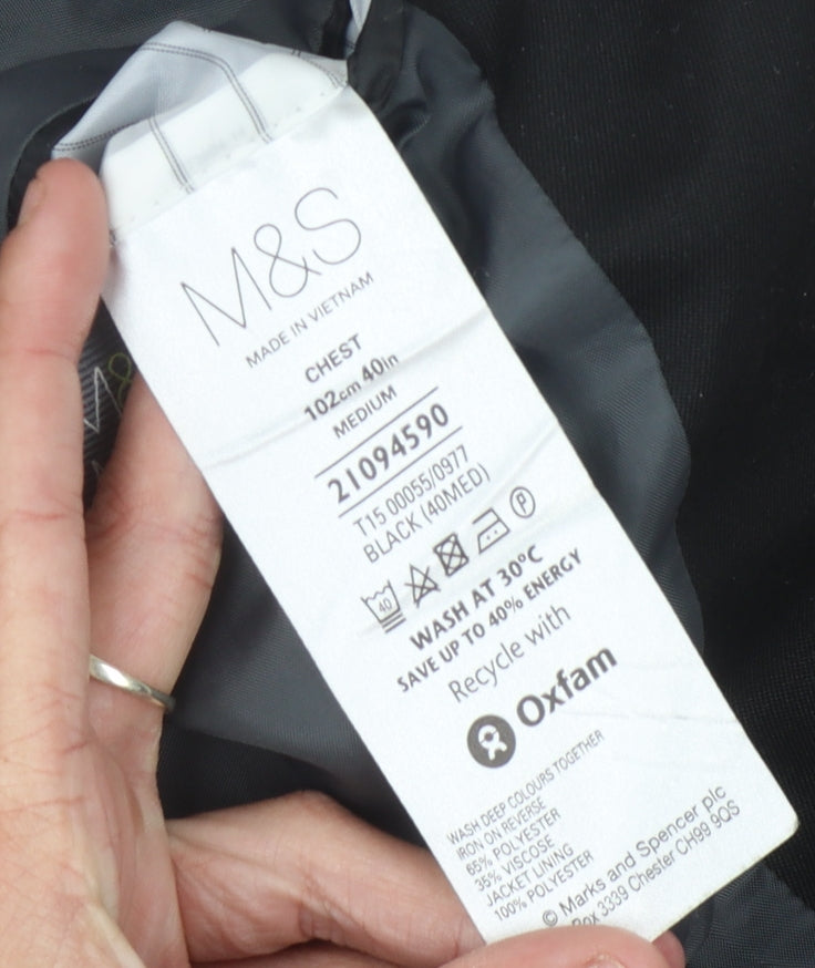 Marks and Spencer Men's Black Blazer - Medium, Regular Fit