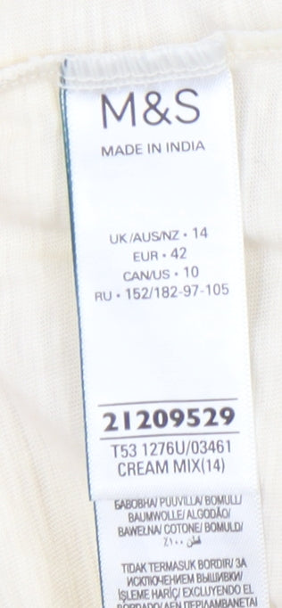Marks and Spencer Women's Ivory Crew Neck Top, Size 14