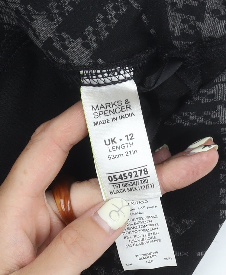 Marks and Spencer Women's Black Plaid Skirt, Size 12
