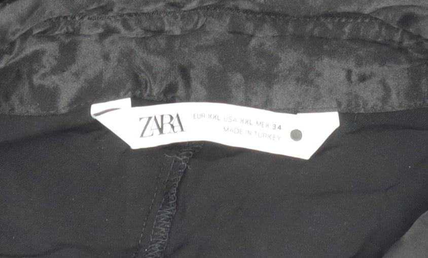 Zara Women's Black Silk Blend Button-Up Shirt