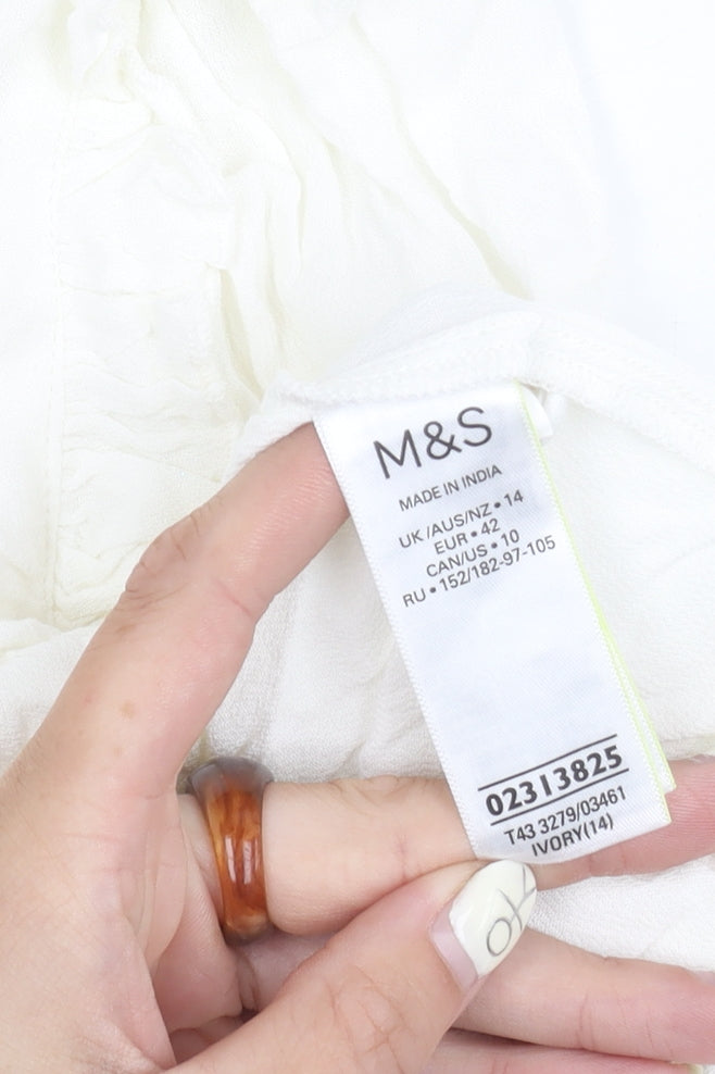 Marks and Spencer Women's Ivory Long Sleeve Top Size 14