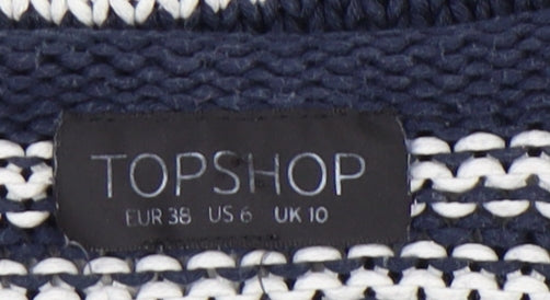 Topshop Women's Blue Striped Pullover Jumper Size 10