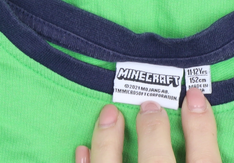 Minecraft Boys Green Long Sleeve T-Shirt 11-12 Years