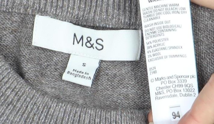 Marks and Spencer Women's Grey Wool Jumper, Size 10