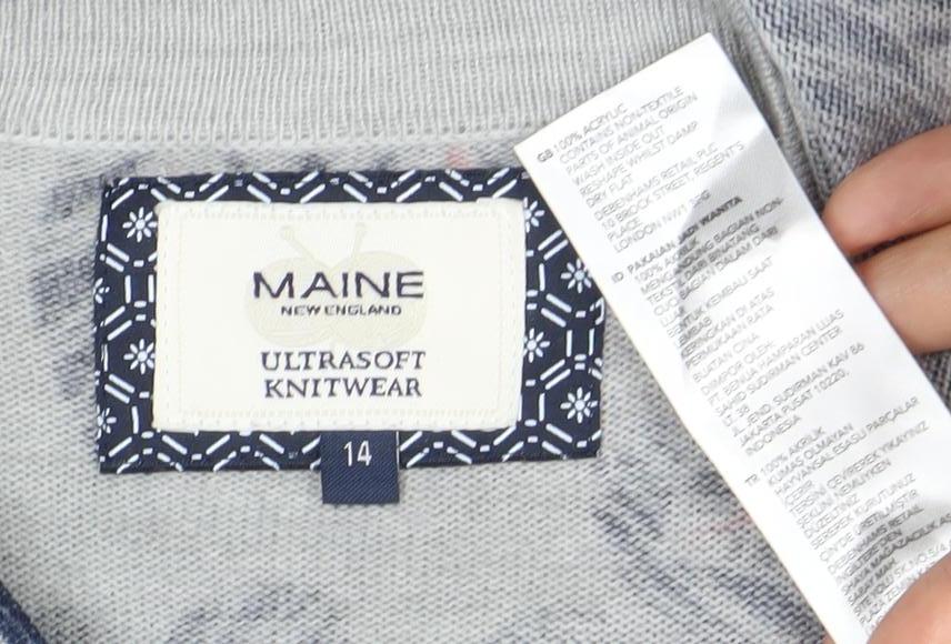 Maine New England Women's Grey Floral Cardigan, Size 14