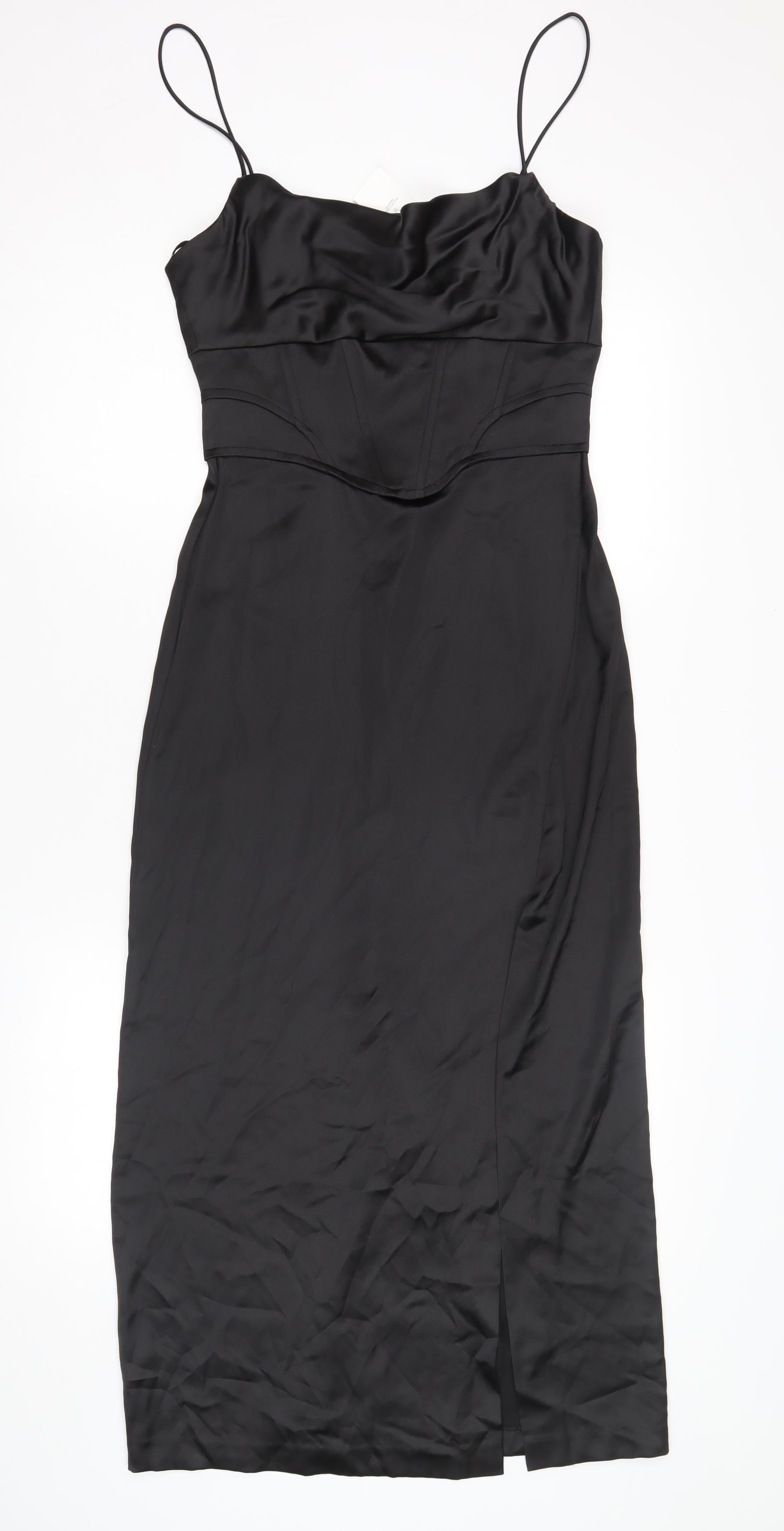 Zara Women's Black Satin Slip Dress XS Preworn Zara Women's Black Satin Slip Dress XS Preworn