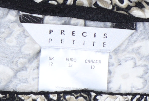 Precis Petite Women's Black Floral Midi Skirt Size 12