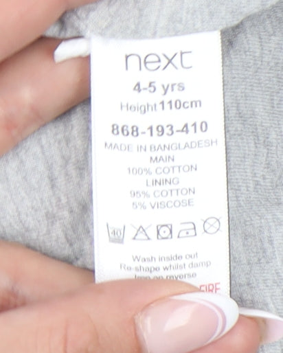 Next Girls Grey Hooded Full Zip Jumper 4-5 Years