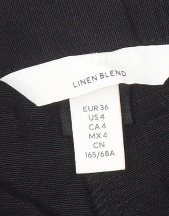 H&M Women's Black Linen Blend Chino Shorts Size 8