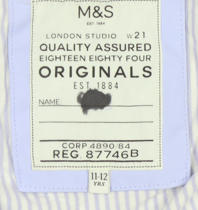 Marks and Spencer Girls Blue Rain Coat, 11-12 Years, Hooded