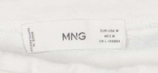 MNG Women's White Black Striped T-Shirt Size 12