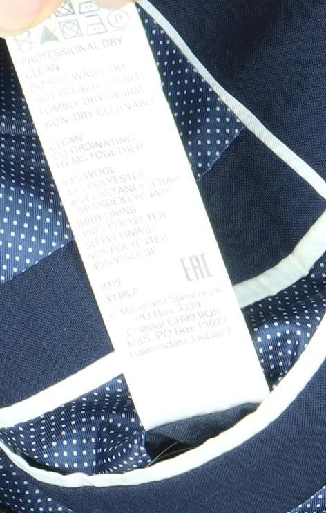 Marks and Spencer Men's Blue Wool Blazer - Size 40R