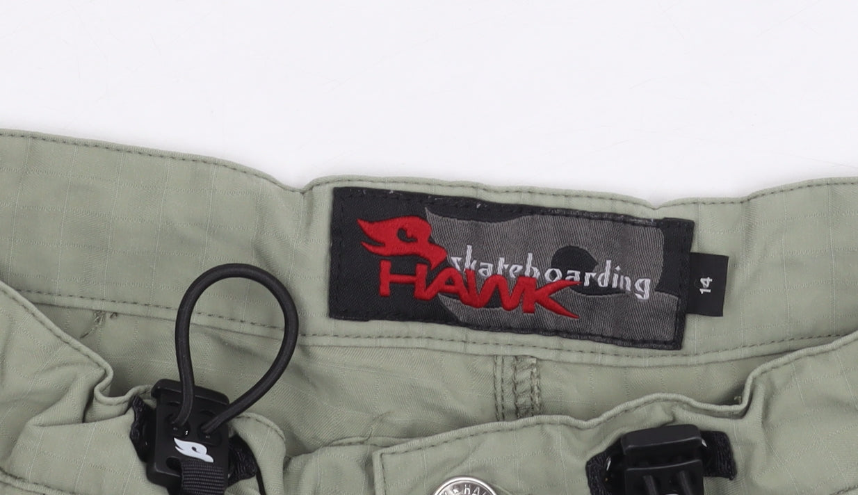 Hawk Boys Green Cargo Shorts 14 Years Skateboarding