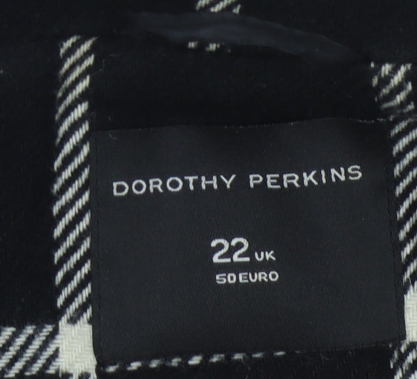 Dorothy Perkins Women's Black Check Long Overcoat Size 22