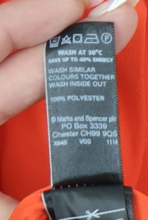 Marks and Spencer Women’s Orange V-Neck Blouse, Size 10