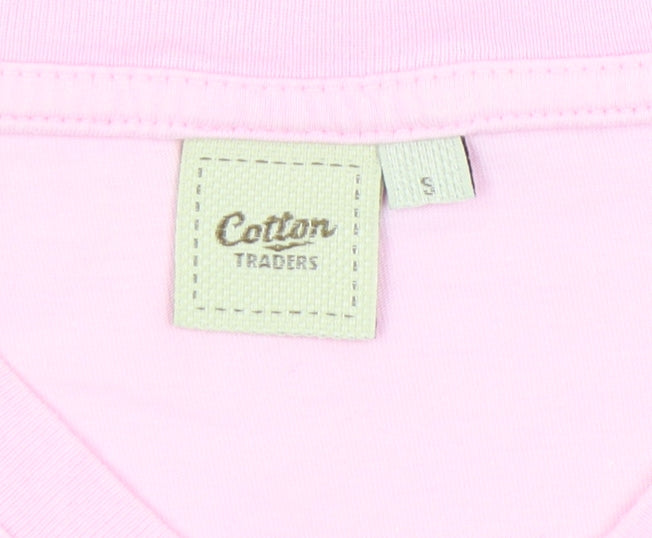 Cotton Traders Men's Pink V-Neck T-Shirt, Size S, Casual