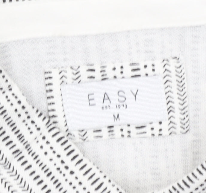 Easy Men's White Striped Button-Up Shirt M