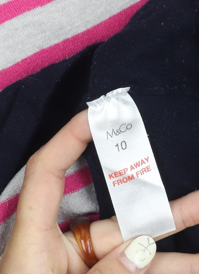 M&Co Women's Pink Striped Top Size 10