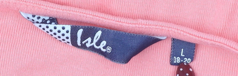 Isle Women's Pink T-Shirt Size L Round Neck Casual