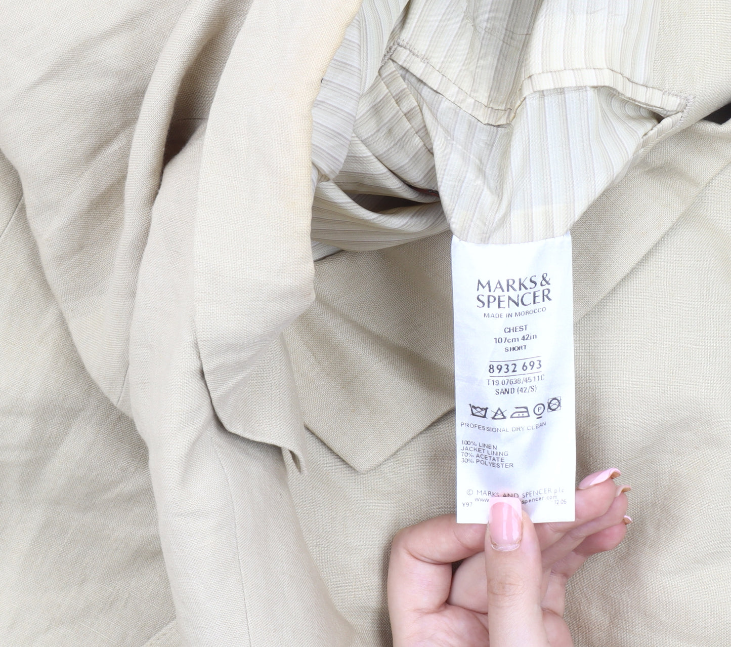 Marks and Spencer Men's Beige Linen Blazer 42S