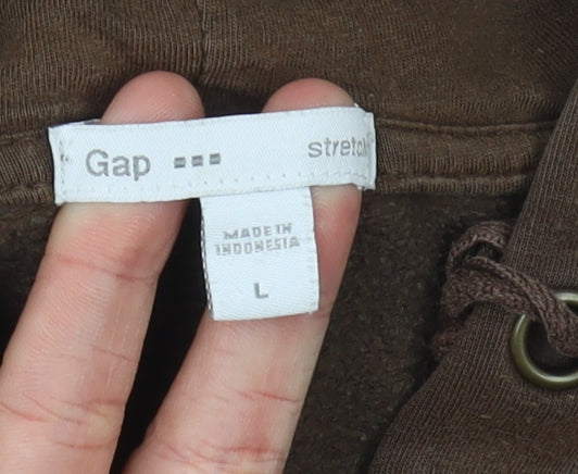 Gap Brown Full Zip Hoodie, Unisex L, Stretch, Logo