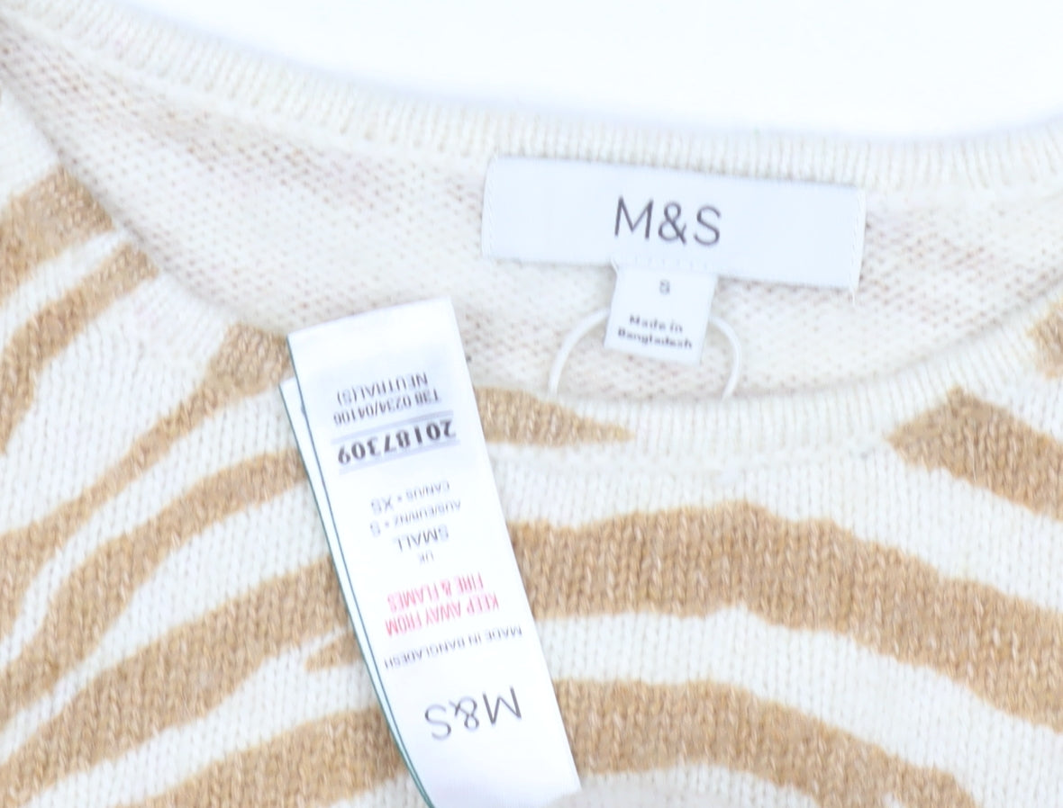 Marks and Spencer Women's Beige Animal Print Pullover Jumper Size 8