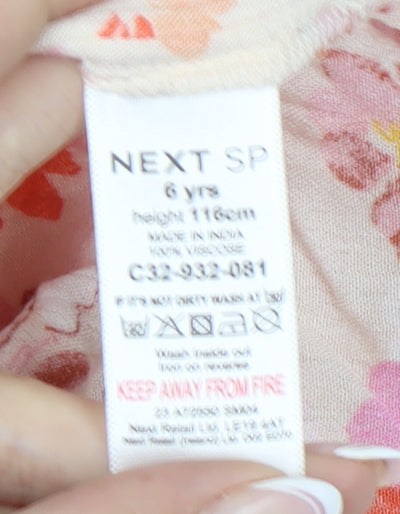 Next Girls Floral A-Line Dress 6 Years Pink Viscose