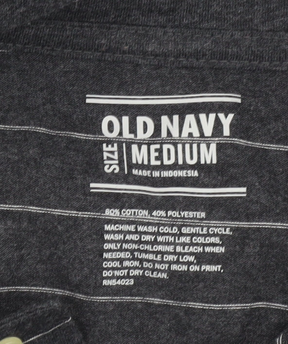 Old Navy Men's Black Striped Polo, Medium, Casual Wear