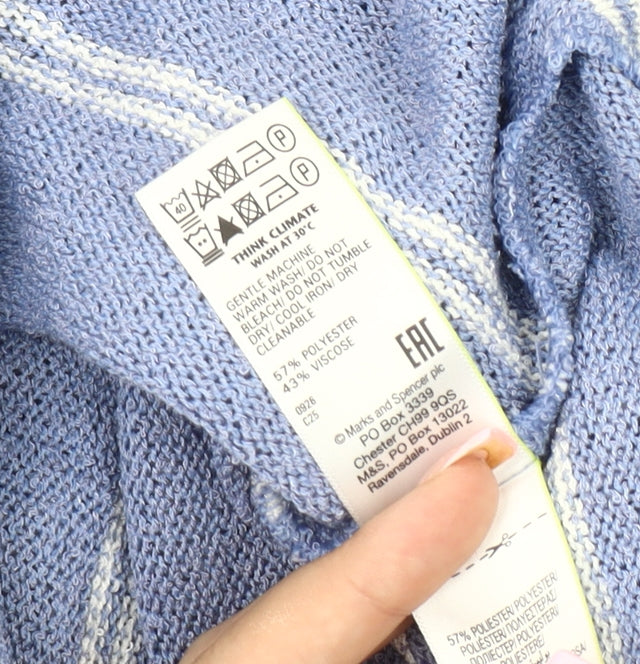 Marks and Spencer Women's Blue Striped Polo Size 14