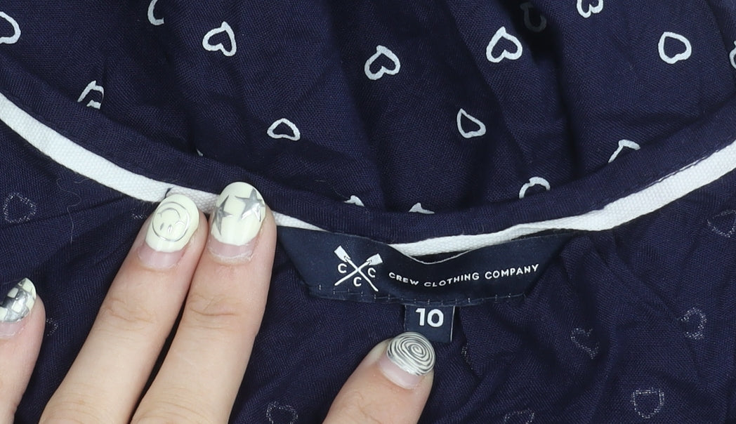 Crew Clothing Women's Blue Heart Print Top Size 10