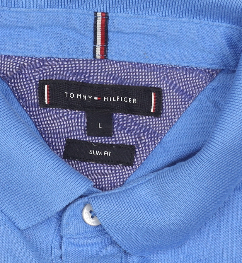 Tommy Hilfiger Men's Blue Slim Fit Polo Shirt L
