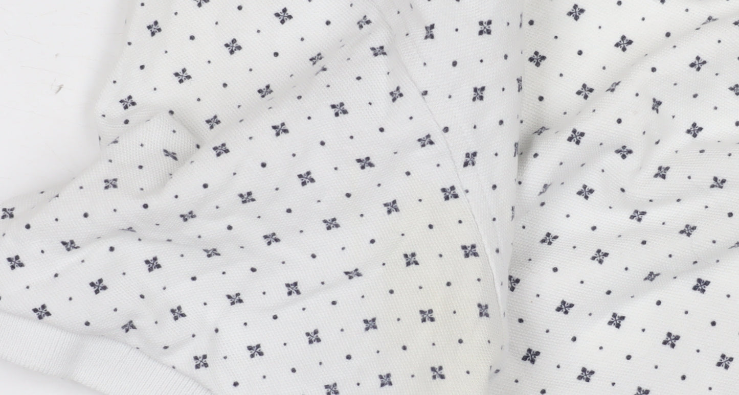 Pretty Green Men's White Geometric Polo Shirt, Size M