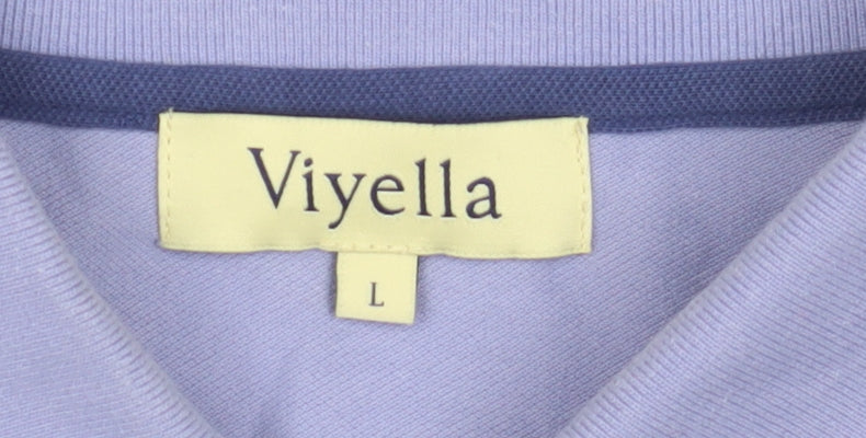 Viyella Women's Blue Polo Shirt L Argyle Pattern