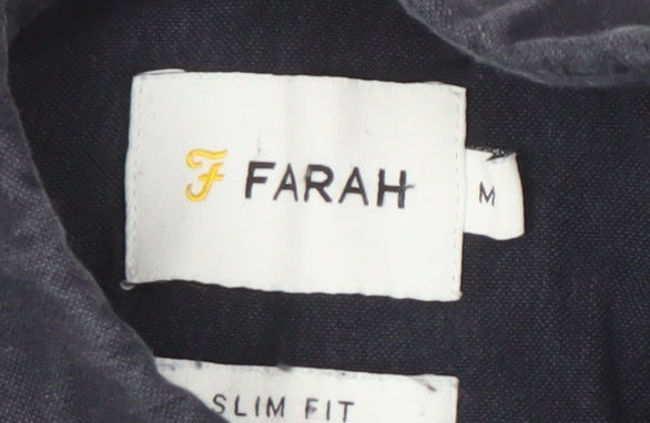 Farah Men's Slim Fit Black Button-Up Shirt M