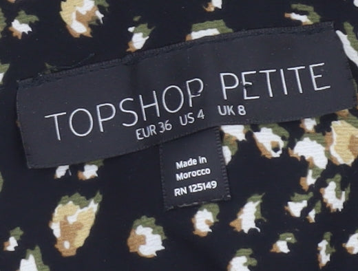 Topshop Petite Women's Black Floral Slip Dress Size 8