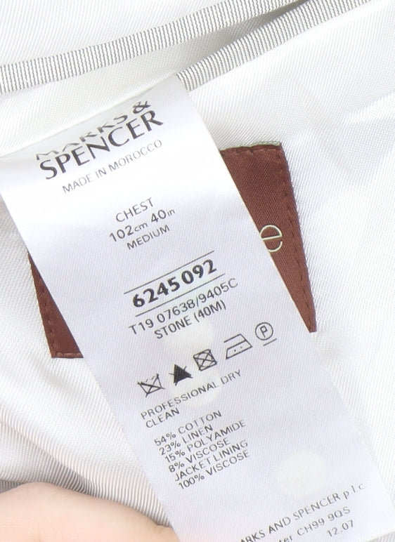 Marks and Spencer Men's Beige Blazer, Size 40R