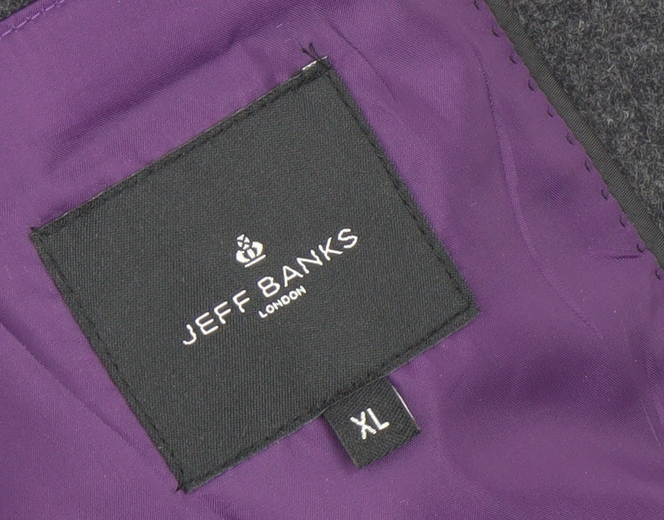 Jeff Banks Men's Grey XL Mid-Length Business Coat