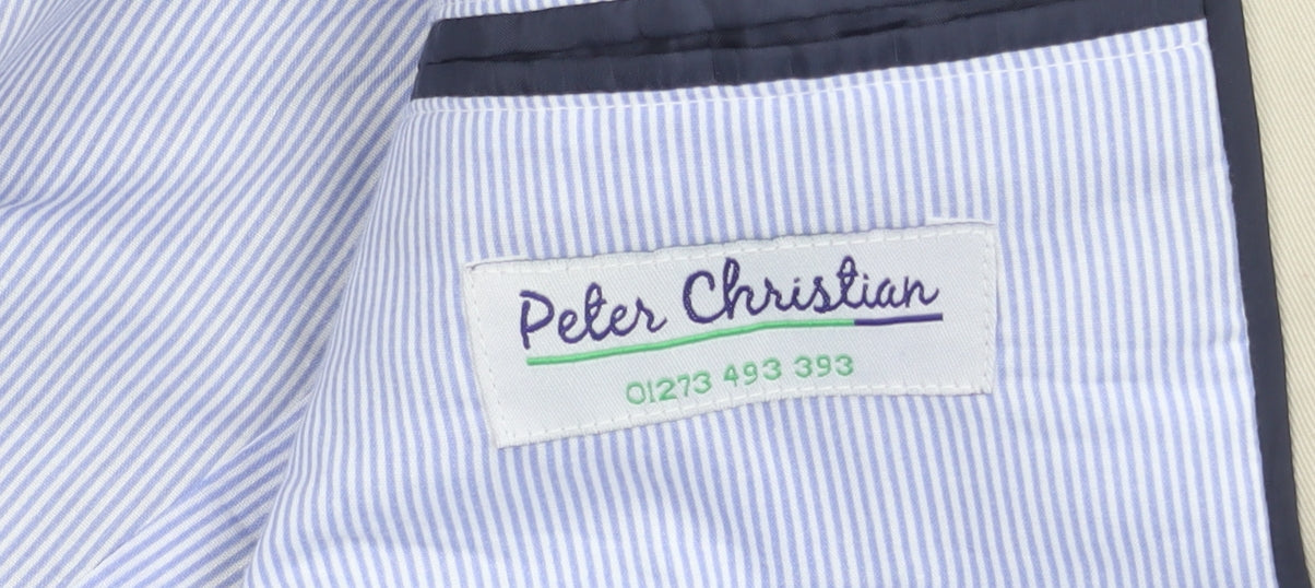 Peter Christian Men's Beige Cotton Blazer Jacket 40S