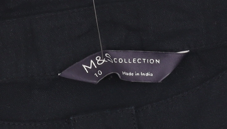 Marks and Spencer Women's Black Button-Up Top Size 10