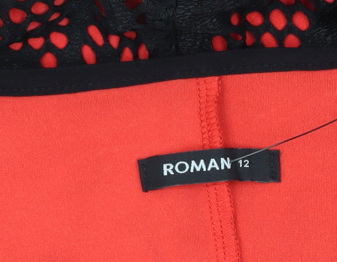 Roman Originals Women's Black Red Floral Sheath Dress Size 12