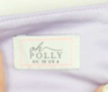 Oh Polly Women's Purple Cropped Puff Sleeve Top