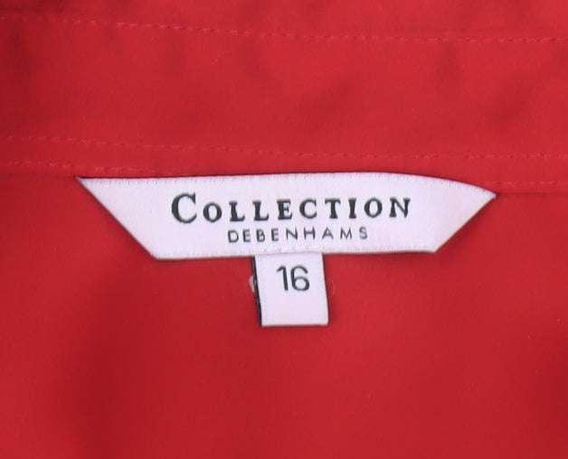 Debenhams Women's Red Shirt, Size 16, Collared, Long Sleeve