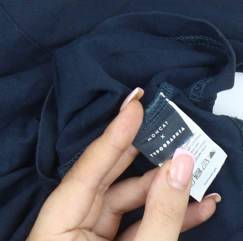 Moncat Men's Blue Graphic Bicycle T-Shirt, S, Crew Neck