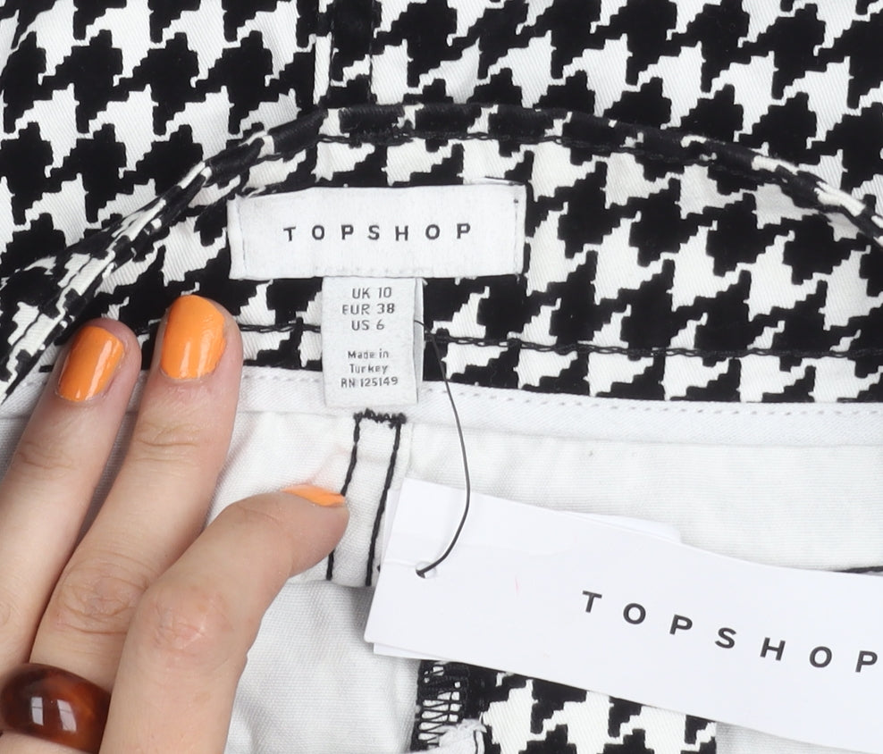 Topshop Women's Black & White Check Mini Skirt