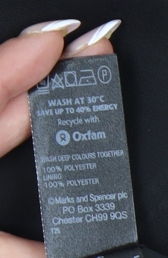 Marks and Spencer Women's Black Floral Knee-Length Skirt, Size 14