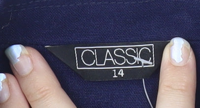 Classic Women's Blue Linen Blend Blazer - Size 14, Classic Fit