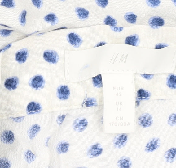 H&M Women’s White Polka Dot Midi Skirt Size 14